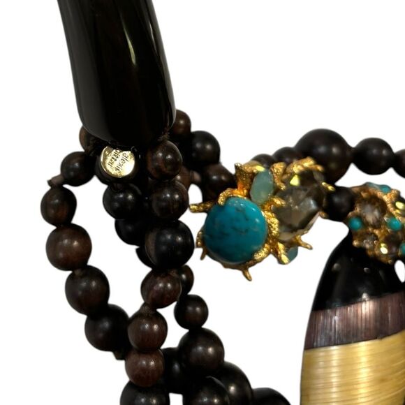 ALEXIS BITTAR Lucite Pendants with Crystal & Stone Accents Statement Necklace - Picture 4 of 10